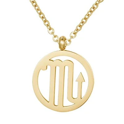 Imagen de Morella Collar Acero Inoxidable Oro con Colgante Signo del Zodiaco Escorpio en Bolsa de Terciopelo