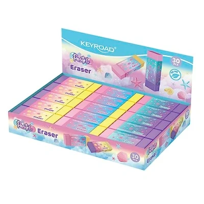 Imagen de KEYROAD Gomas de borrar universales, 30 unidades, paquete para lápices y colores/color: pastel arco iris/ideal la escuela oficina