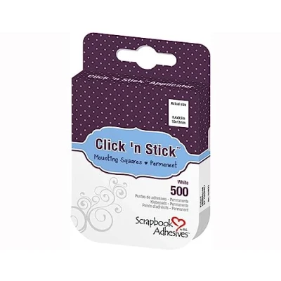Imagen de Scrapbook Adhesive Cuadrados Adhesivos Clickn Stick Blanco 10x13mm. 500u., para Scrapbooking, decoración de álbums y Manualidades
