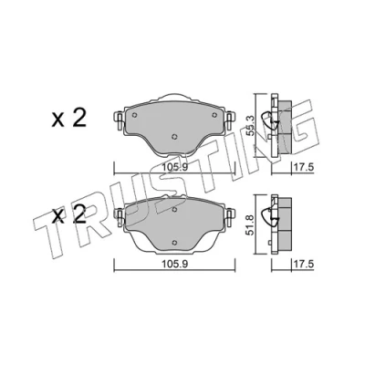 Imagen de TRUSTING 1004.0 Juego de pastillas freno excl. contacto avisador desgaste PEUGEOT: 308 II Hatchback, 3008 SUV, SW 2