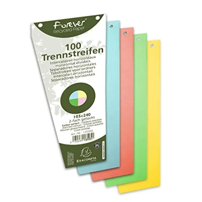 Imagen de 100 Fiches Intercalaires Trapezoidales Sous Film Papier Recycle Uni Perfore