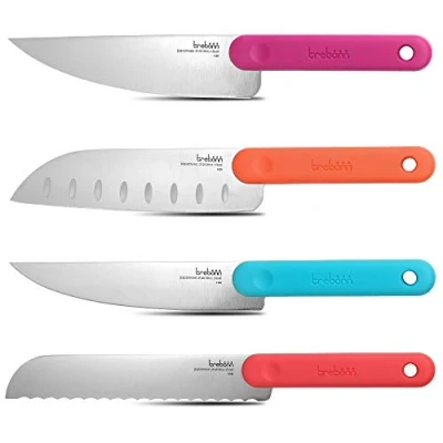 Imagen de Trebonn Knife Set Juego de 4 cuchillos cocina con cuchillas acero inoxidable japonés. Mangos suaves y antideslizantes.