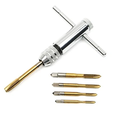 Imagen de Malayas Llave de trinquete reversible en T con rosca manual, M3 M8, 3 8 mm, HSS, dorado