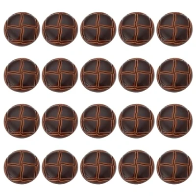 Imagen de ECSiNG 20 botones de fútbol café 15 mm, diseño piel sintética, vintage para blazer, trajes, abrigo deportivo, uniforme, chaqueta