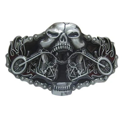 Imagen de Cráneo Motocicleta Western Cowboy Cinturón Hebilla Hombres Punk Accesorios, 3