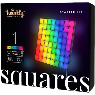 Imagen de Twinkly panel maestro cuadrado, LED RGB, incluye 1 principal y fuente de alimentación USB C, compatible con HomeKit, Alexa Google Home, luces juego transmisión, más 16 millones