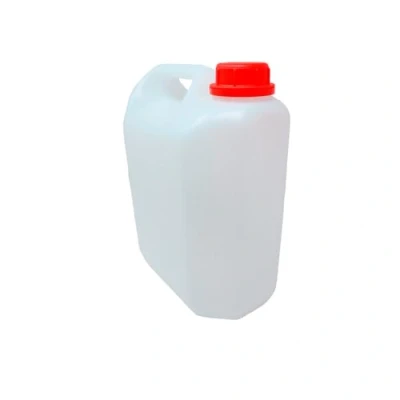 Imagen de Garrafa PVC de 5l para descarga desagüe aire acondicionado con asa Bidón plástico color blanco y tapón rojo 27x21x13 cm