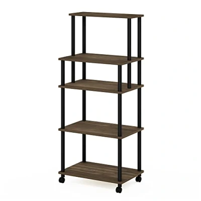 Imagen de Furinno Turn N Tube Carro de Cocina sin Herramientas 5 Niveles, Noyer Columbia/Negro