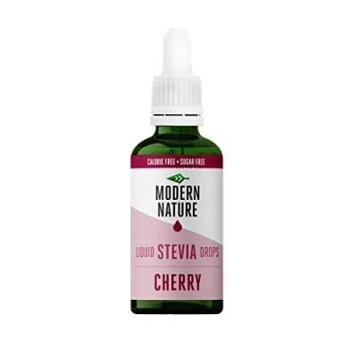 Imagen de Modern Nature Gotas de Stevia Líquida Sabor Cereza 50ml Edulcorante Natural, Sin Azúcar, Calorías, Keto Sustituto del Azúcar y Jarabe Café