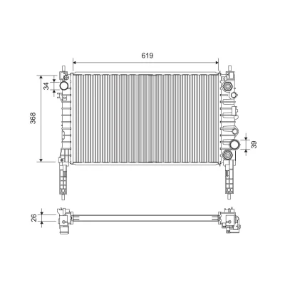 Imagen de VALEO 701378 Radiador, refrigeración del motor Aluminio 619mm 368mm 26mm sin regulador de refrigerante Aletas soldadas