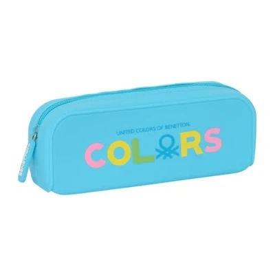 Imagen de BENETTON SPRING Portatodo Cuadrado Silicona, Estuche Infantil, Niño, Ideal para Niños en Edad Escolar, Cómodo y Versátil, Calidad Resistencia, 18.5x5.5x7.5 cm, Color Celeste