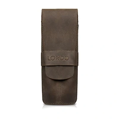 Imagen de Londo Estuche de Piel Genuina para Lápices y Bolígrafos con Cierre Solapa, Dos Compartimentos, Unisex, Verde (OTTO446)