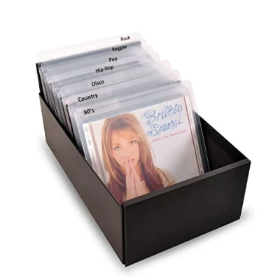 Imagen de Separadores de CD 3 L, incluye etiquetas género, paquete 24, transparente
