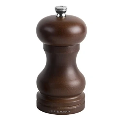 Imagen de Cole &amp; Mason HB0445PHO Forest Capstan Molinillo de Sal, Madera Oscura, Precision+/Molienda Ajustable, Haya Teñida, 120mm, Incluye 1 x Molino