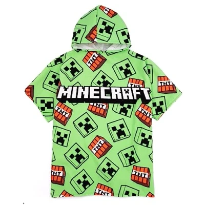 Imagen de Minecraft Toalla Poncho Niños Adolescentes Girls Boys Game Characters Creeper TNT Explosive Children Green Bath Beach Towel Ropa de baño Cover Up