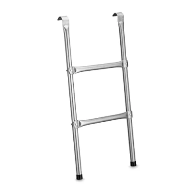 Imagen de Relaxdays Leiter Escalera Cama Elástica, Escalerilla Trampolín, 76 cm, con Enganche, 2 Peldaños, Universal, Acero, Plateado, x 37 6 cm