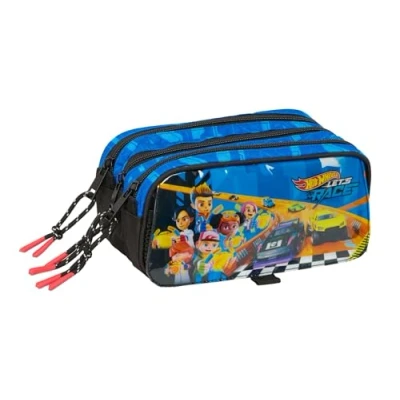 Imagen de Safta Hot Wheels Let&#039;s Race Portatodo Triple Big, Estuche Infantil, Niño, Ideal para Niños en Edad Escolar, Cómodo y Versátil, Calidad Resistencia, 21.5x8x10 cm
