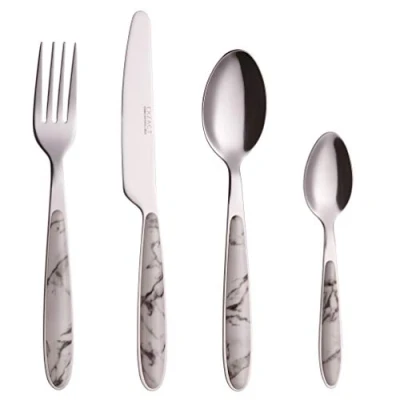 Imagen de EXZACT 24piezas cubertería acero inoxidable con asas de color 6 x cena tenedors, cuchillos, cucharas cena, cucharaditas