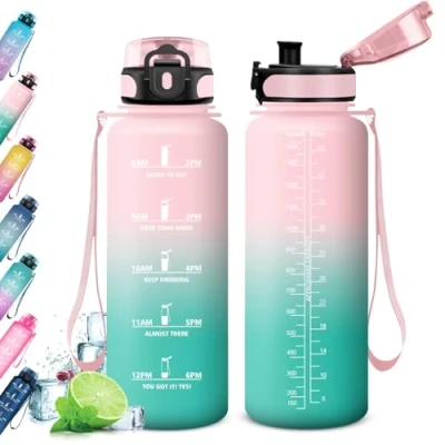 Imagen de KollyKolla Botella Agua 1.5L, Deporte, Cantimplora Gimnasio, Prueba de Fugas, sin BPA, Reutilizable, Garrafa para Adulto, Colegio, Camping, Oficina, Bicicleta, Gym