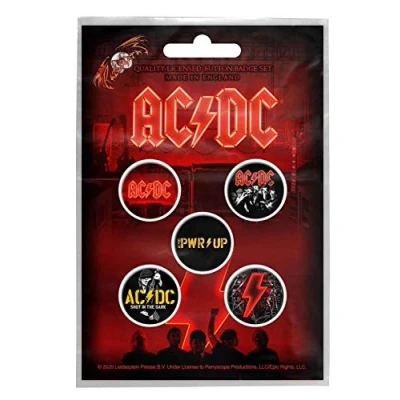 Imagen de Ac/Dc Button Badge Pwr Up Band Logo Nuevo Oficial 5 X Pin Size One