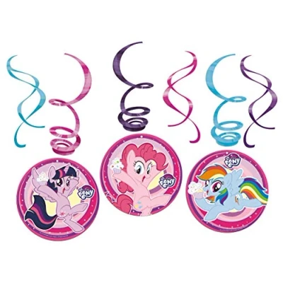 Imagen de Amscan 9902519 My Little Pony Party Juego de 6 adornos para colgar, color rosa, talla única