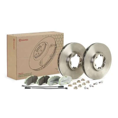 Imagen de BREMBO KT 10 012 Kit de discos y pastillas freno ventilación interna con accesorios tornillos pinza contacto avisador desgaste