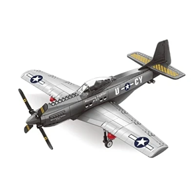 Imagen de WANGE Maqueta de Mustang P 51. Modelo Avión Caza Monomotor Largo Alcance para Armar con Bloques. Aeromodelismo 1:26
