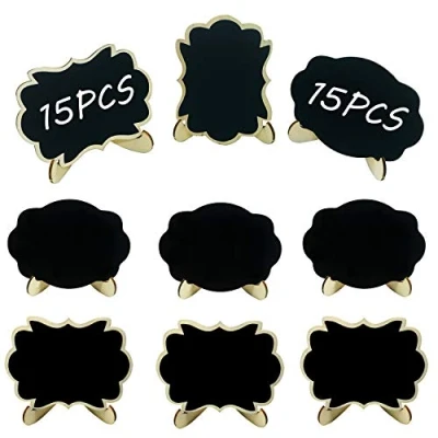 Imagen de Woohome 30 Pz Mini Pizarra con Soporte Tablero de Mensajes Signos para La Decoración Restaurantes, Bodas, Banquetes