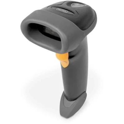 Imagen de DIGITUS Escáner de Códigos Barras 2D bidireccional 200 escaneos/s 10 cm Distancia escaneado 2 m Cable USB RJ45 IP54 Mango ergonómico y QR Negro/Gris