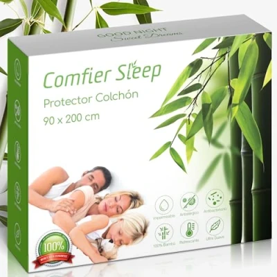 Imagen de Protector Colchon 90x200 Impermeable Cubre Colchón Transpirable e Fresca de bambú, Hipoalergénico, Antiacaros Funda 90 x 200