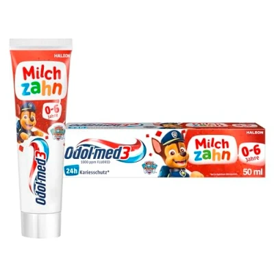 Imagen de Odol med3 pasta de dientes leche, para leche saludables hasta 6 años, 50 ml, la niños consta un 95% ingredientes origen natural.