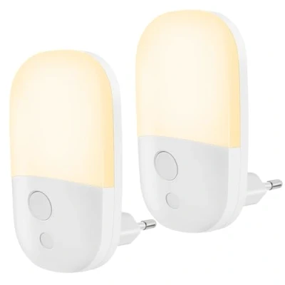 Imagen de CandLuc Luz Nocturna Infantil con Sensor de Luz, [2 piezas] Enchufe 3 Modos (ON/AUTO/OFF), Presença Bebe Quitamiedos para Habitación Bebé, Pasillos, Dormitorio, Sala