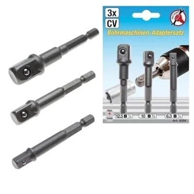 Imagen de BGS Diy 8204 Juego de adaptadores para taladros eléctricos 6,3 mm (1/4&quot;) / 10 (3/8&quot;) 12,5 (1/2&quot;) 3 piezas