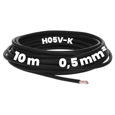 Imagen de Kalitec 10 metros H05V K 0,5 mm² negro I Cable como de cableado flexible PVC individual conmutación