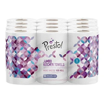 Imagen de Marca Amazon Presto! Papel de cocina extragrande 18 Unidad (Paquete 1) (80 hojas x rollo), Blanco