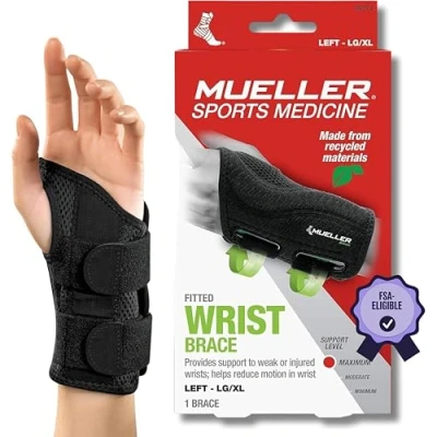 Imagen de Mueller Greenline Fitted Wrist Brace, muñequera, negra, talla L/XL izquierda