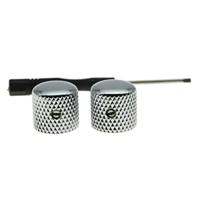 Imagen de KAISH Juego de 2 pomos metal cromado calidad para guitarra, cúpula con tornillo