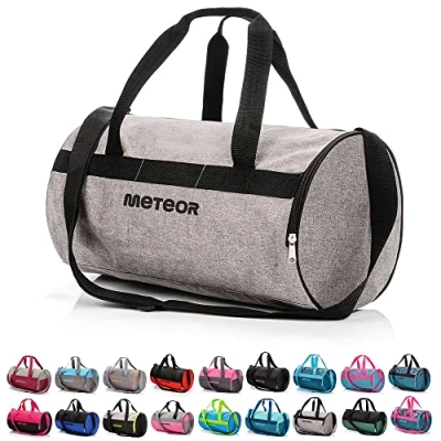 Imagen de Bolsa Deporte Viaje Gimnasio con Compartimento Separado para Zapatos Duffle Bag Hombre Mujer Ultraligera Plegable Deportiva 25 L Yoga Fin de Semana (Gris Melange/Negro, L)