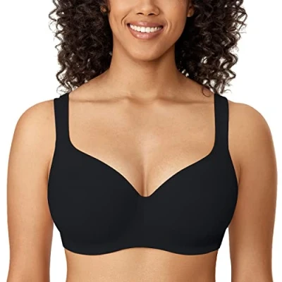 Imagen de DELIMIRA Sujetador Tallas Grandes Balconette para Mujer, Moldeado con Aros Negro 100C