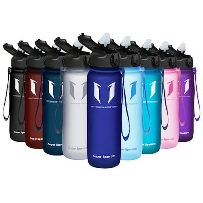 Imagen de Super Sparrow Botella de Agua Deportiva con Pajita 1000ml Prueba Fugas Sin BPA