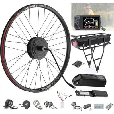 Imagen de BAFANG E Bike Conversión Kit 48V 500W Motor Rueda Trasero con Batería Opcional y LCD Pantalla para Bici 26&quot; 27,5&quot; 700C, Rear Hub Cassette Versión Freno de Disco Ancho Montaje 135 142MM