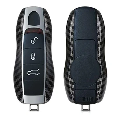 Imagen de kwmobile Funda Compatible con Porsche Llave de Coche 3 Botones (Solo Keyless) Carcasa Dura para Mando Auto Carbono Negro