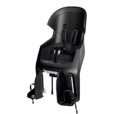 Imagen de BOBIKE 8010800001 Silla Bicicleta Reclinable Trasera Portaequipajes Exclusive Evolve Maxi con diseño Envolvente, suspensión integrada y arnés 5 Puntos para niños, Negro Urbano
