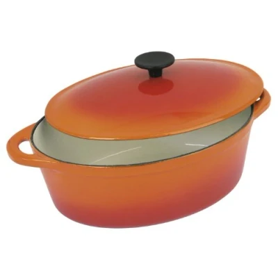 Imagen de Crealys Grand Chez Topaze Cocotte Ovalada, Hierro Fundido, Naranja, 9 l