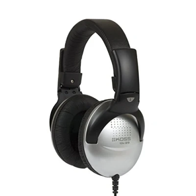 Imagen de Koss UR29 Auriculares con Cable DJ, Cascos de Diadema Cerrados, Headphones Over Ear, Plegables, Ajustables, Control Volumen para Música, Calidad Graves, Jack 3,5 mm, Negro/Plata