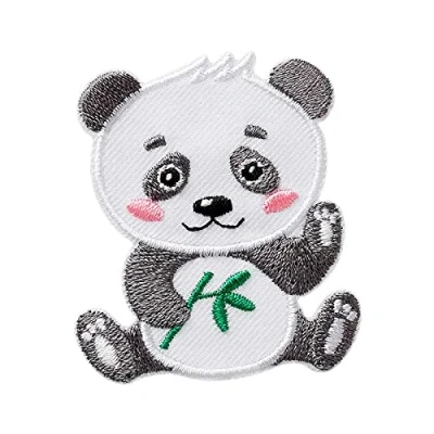 Imagen de panda animal Parches termoadhesivos bordados aplique para ropa, tamaño: 4,5 x 5,1 cm