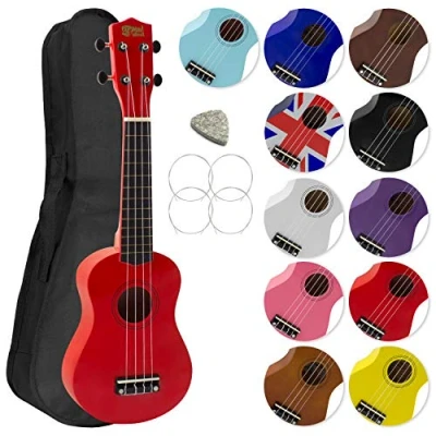 Imagen de Tiger Mad About SU8 Ukelele soprano en rojo, con estuche, púa y cuerdas de repuesto, óptima para escuelas principiantes, RD, Tamaño completo