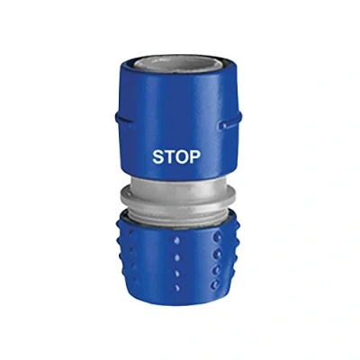 Imagen de Tatay Conector Rápido STOP Top Line para Mangueras de 1/2 pulgadas 12.5mm 5/8 15mm, a Racor Universal, Fácil Instalación, Protección Solar, Azul