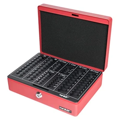 Imagen de HMF 208 03 Caja de caudales, para monedas 25 x 18 9 cm, rojo