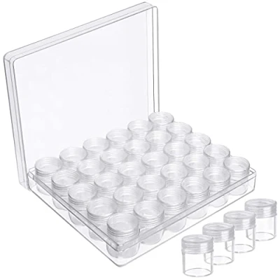 Imagen de Kurtzy Caja Organizador Abalorios Envases para Cosmetica Plástico Transparente con 30 Botes Pequeños de Plastico Desmontables Tapa Pintura Puntos, Cuentas, Joya, Nail Art